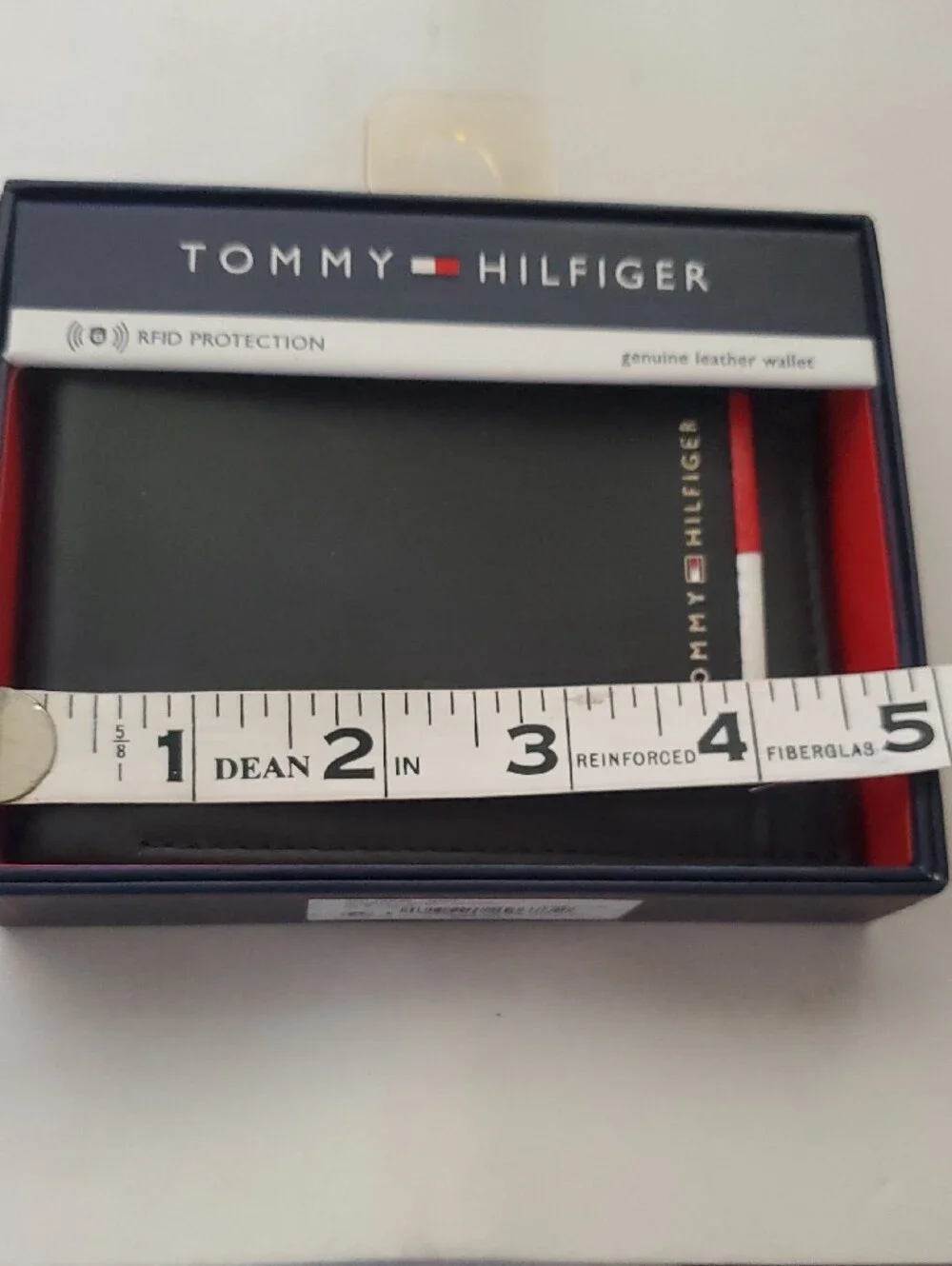 Tommy Hilfiger Mens Navy Leather Slimfold RFID Wallet   Red-White-Blue 4